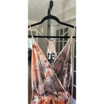 Young Fabulous and Broke  Naomi Velvet Jumpsuit M Tie Dye Peach Brown Wide Leg Photo 1
