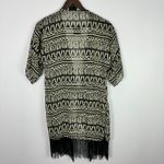 LuLaRoe Lola Kimono S Black Beige Tribal Aztec Fringe Hem Boho Festival Indie Photo 1