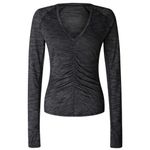 Lululemon  Interval Long Sleeve Black Grey Ruched V-Neck Long Sleeve Shirt Size 4 Photo 1