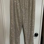 She & Sky  Sparkling Sequin Joggers in Beige/Gold Medium Photo 3