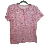 Blair  Pink and White Swirl Pointelle Henley Tee Photo 0