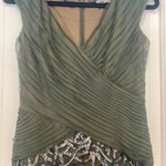 Rickie Freeman Teri Jon Mother Of The Bride Dress Crisscross Ruches Sequins Sz 6 Green Photo 2