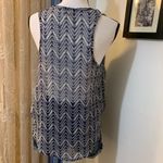 Olsenboye  Blue Printed Sheer Tank Top Photo 3