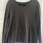 Laura Scott Laura‎ Scott Women's Black V Neck Tee Gold Stripe 1X Photo 0