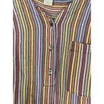 Christopher & Banks Women Multicolor Striped Henley Tunic Shirt Top Size L Photo 3