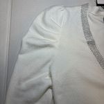 Truth By Republic Rhinestone Cardigan Puff Sleeve V Neck Sweater Top White NWT Size undefined Photo 4