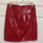 Bear Dance Red Faux Leather Slim Mini Skirt Photo 5