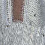 Vintage Tanni 100 Wool Cable Knit Sweater Leather Trim Made in Hong Kong Medium Tan Photo 9