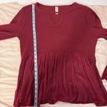 Altar'd State Long Sleeve Burgundy Waffle Knit Top Size Large Photo 8