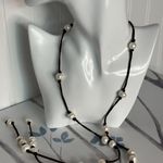 Imitation Pearl & Suede Necklace NWOT – 19" Length White Photo 0