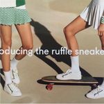 Tory Burch  Sport Ruffle Sneaker White Navy Casual Athleisure Low-Top Leather 8 Photo 3