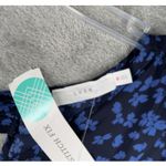 Lush Clothing Lush Shirt Medium Blue Micro Floral Flower Michelle Tie Back Blouse Boho Peasant Photo 5