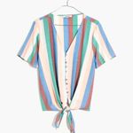 Madewell  Novel Tie-Front Button Top in Flagstaff Stripe S Photo 3