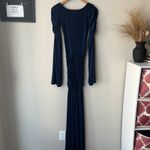 NEW ORIRE Dress Maya‎ Blue Ruched Long Sleeve Draped Maxi Gown Size 0 Photo 7