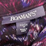 Romans Woman’s 22/24 1X V Neck Tie Back Purple Maxi Dress Geo Print Short Sleeve Size undefined Photo 5