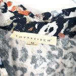 Love Stitch Multicolor Animal Print Rolled Short Sleeve Button Up Shirt Top Photo 4