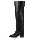 Gucci  Over The Knee Logo Heel Calf Leather Boots Black size 37 Photo 2