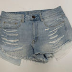 American Eagle  Outfitter High Rise Festival Frayed Distressed Denim Short Short Photo 0