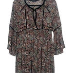 American Eagle Women's Floral Bohemian Keyhole Bell Sleeves Mini Dress Size S Photo 0
