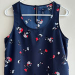 Gap Navy Blue Tank Top with Flowers, Square Tank Top, Layering Tank, Size Small Photo 1