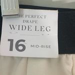 Lane Bryant Sz 16 Exposed Elastic Waist Wide Leg Pant Lined Ivory NWT - Stain Photo 4