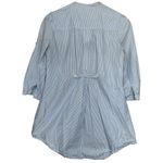 Anthropologie Odille  Sz 2 Blue White Pinstripe Gathered Waist Button Down Shirt Photo 1