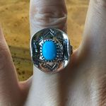 Sleeping Beauty Turquoise Sterling Silver Cowgirl Ring Size 6 Blue Photo 0