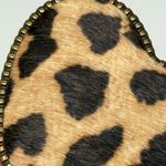Leopard Heart Buckle Western Chevron Embossed Leather Belt Brown Calf Hair Boho Size L Photo 4