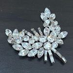 Vintage Unsigned Clear Rhinestones Pave Silver Photo 1