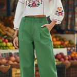 Farm Rio  Green Wide Leg Pants Photo 0