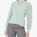 Calvin Klein Twist Neck Chiffon Sleeve Blouse in Mint Green, NWT, Size XL Photo 3