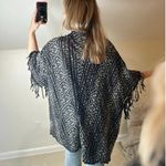 Free People : Boho Fringe Shawl Cardigan Black and Gray Photo 2