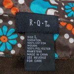 RQT 1990s Vintage Brown Sweater Vest with Retro Floral Collar Underlay Large Photo 4