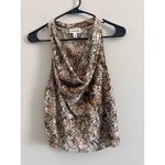 Open Edit  Cowl Neck Satin Cargo Confetti Print Top Size Small Photo 2