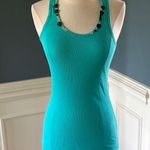 belle du jour  Aqua Mint Tank Coin Sequin Neckline Ribbed Womens Large Top Photo 4