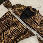Alice + Olivia Inka Sequin Zebra Print Choker Mini Dress in Black Gold Size 0 Photo 3