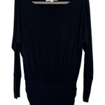 Boston Proper  Black Wide Neck Long Sleeve Tunic Mini Dress Size Small Stretch Photo 0