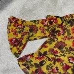 Loft Woodland Bell Sleeve Blouse Top Sheer Floral Print Mustard Yelloww Boho L Photo 5