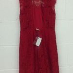 Free People New nwt Sexy Sleeveless Backless Lace Short Bodycon Dress xs red lace daydream Photo 4