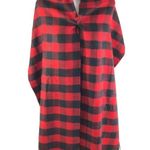 J.Crew Scarf Wrap Fringe Buffalo Plaid Red Black Rectangle 83x15.5 Photo 2