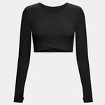 Halara  medium black cropped long sleeve thumb hole Crossover cropped yoga top Photo 14