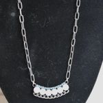 Source Unknown Native Smokey Rhinestone Teal Bead Black Link Chain Bar Gently Worn Necklace Photo 0