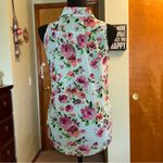 Wet Seal Y2K blue floral sleeveless button up sheer blouse size S Photo 2