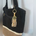The Sak Crochet Hobo Shoulder Slouch Purse Tote black tan EUC Photo 1