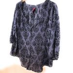 Pure Energy  Paisley‎ Print Blouse Black Purple Photo 2