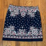 Talbots  Bandana Print A-line Mini Skirt Women Petite 14p Navy Red NWT Photo 1