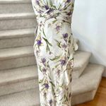 Azazie NWT  Atelier Leora Tulip Print White Halter Maxi Dress Photo 1