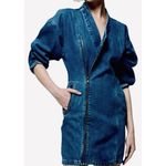 ÉTICA Charley Biker Assymetrical Zipper denim mini dress Size XS NWOT MSRP $238 Blue Photo 1