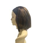 LUVME Human Hair Wig With Headband Brown With Few Highlights Asymmetrical Style Photo 2
