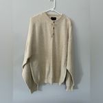Unique Vintage VTG Milford Knit Henley Button Woven Sweater Cream Beige Oversized Hippie Size L Photo 1